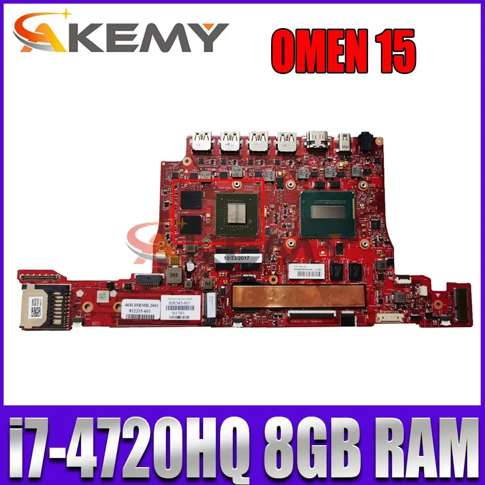 

Материнская плата 806344-601 для ноутбука HP OMEN 15, материнская плата REACHER MB 14212-2 W/ i7-4720HQ 8GB RAM 806344-001, протестирована