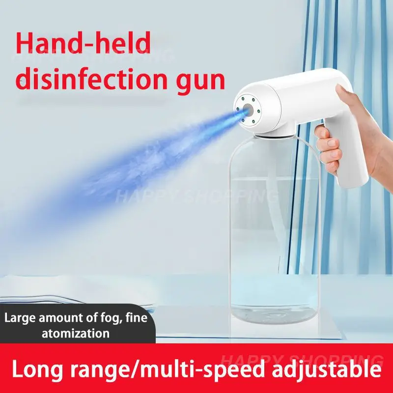 

Upgraded Blue Light Nano Spray Gun Atomizing Sprayer Disinfectant Spray Prevention Sterilizer UV Disinfectant Spray Gun Fogger