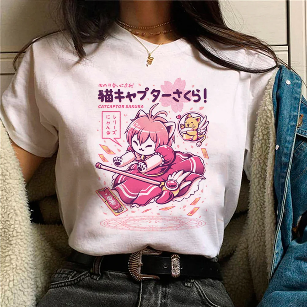 

Летняя женская футболка cardcaptor Sakura Magic Girl Y2K, дизайнерская футболка, забавная графическая Одежда для девочек