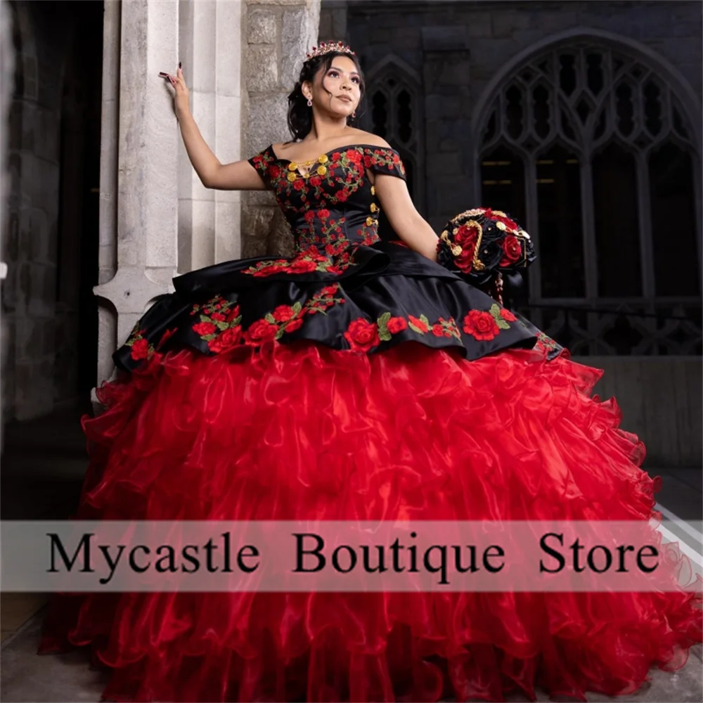 

Shining Mexico Quinceanera Dresses Ball Gown 2023 Off The Shoulder Embroidery Bow Princess Sweet 16 Dress Lace up Birthday