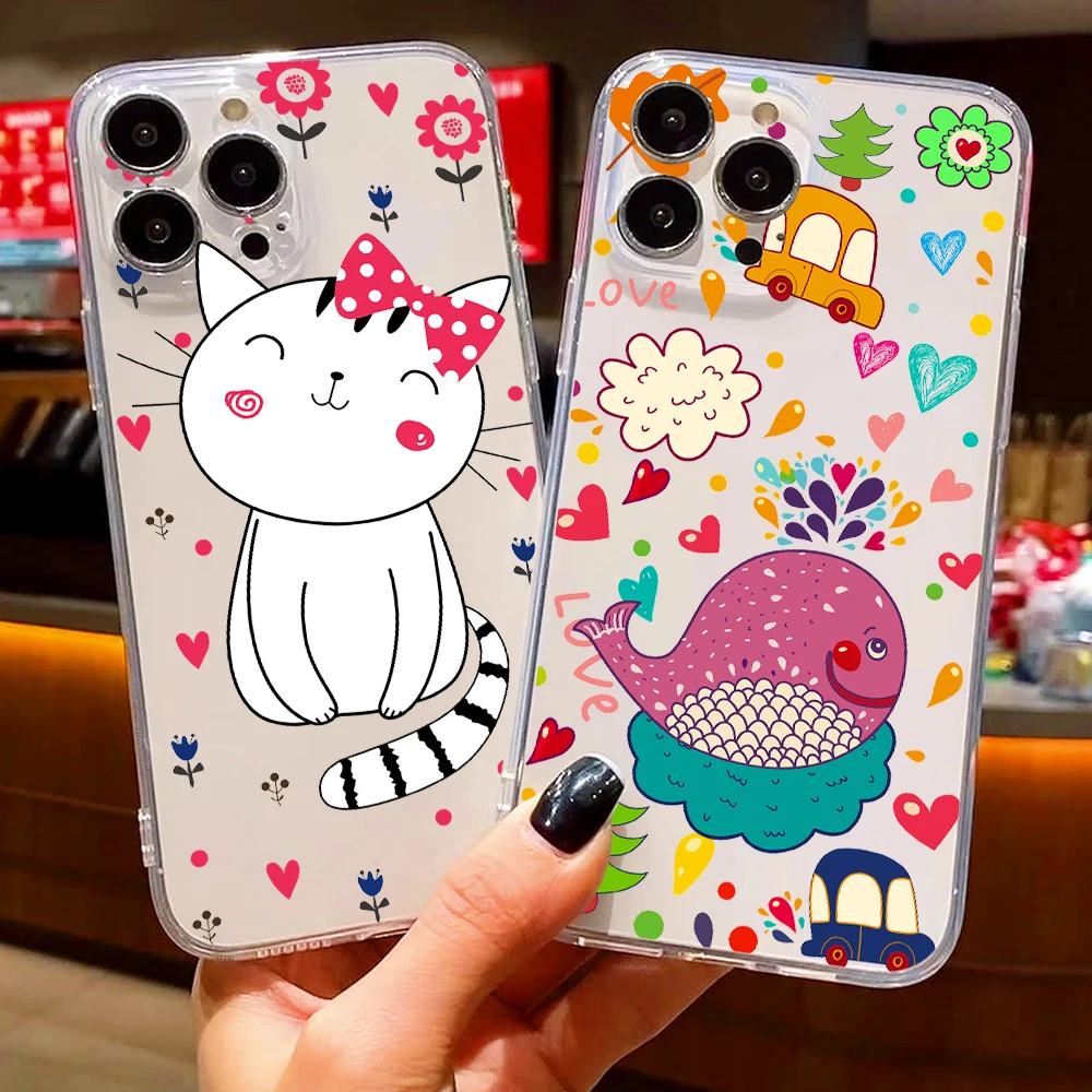 

Cute Cartoon Animals Luxury Ultra Thin Clear Phone Case For Apple iPhone 11 12 13 Pro Max 12 13 Mini X XR XS Max SE 6 7 8 Plus