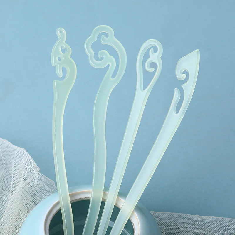 

ReFresh Simple Headwear Imitation Jade Cellulose Acetate Hairwear Ancient Costume All-match Hair Disk Unisex Gift Wholesale