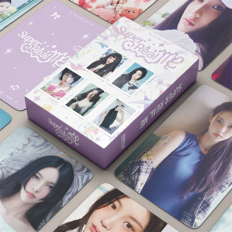 55 pçs/set KPOP Novo Grupo de Menina ILLIT Álbum 1o Mini Álbum SUPER REAL ME LOMO Cartão WONHEE MINJU IROHA YUNAH Cartão Postal Cartão de Fotos