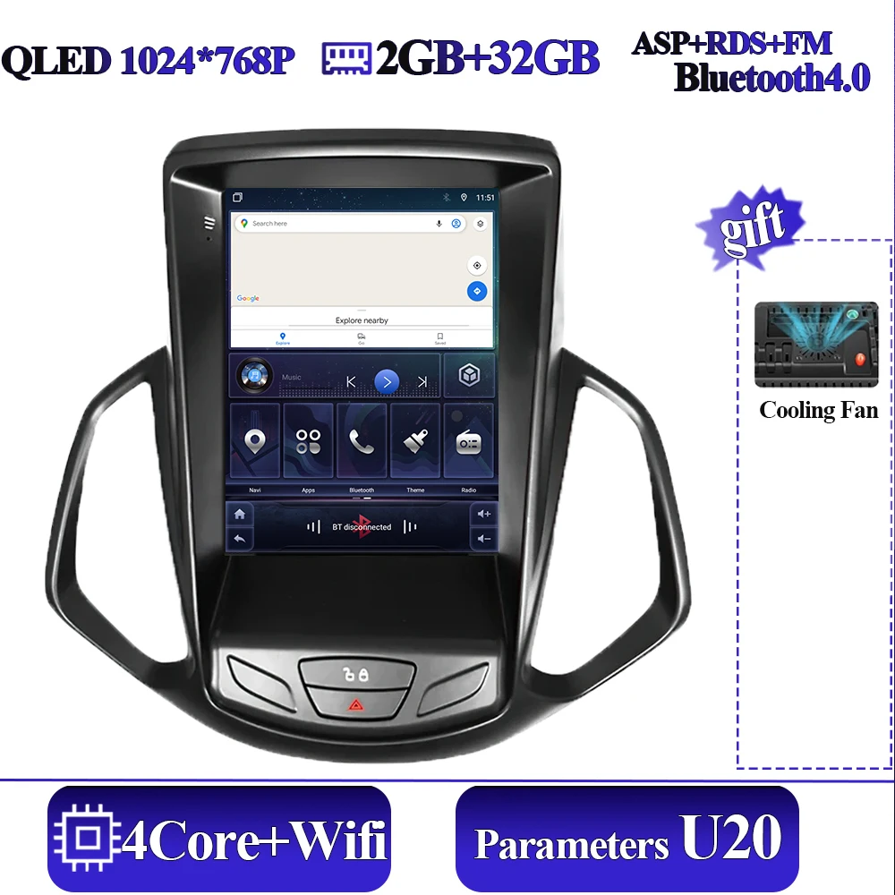 

Беспроводной Android15 Carplay для Ford EcoSport Eco Sport 2013-2018 Android Auto 8-ядерный автомобильный мультимедийный плеер 5G Wi-Fi сенсорный дисплей