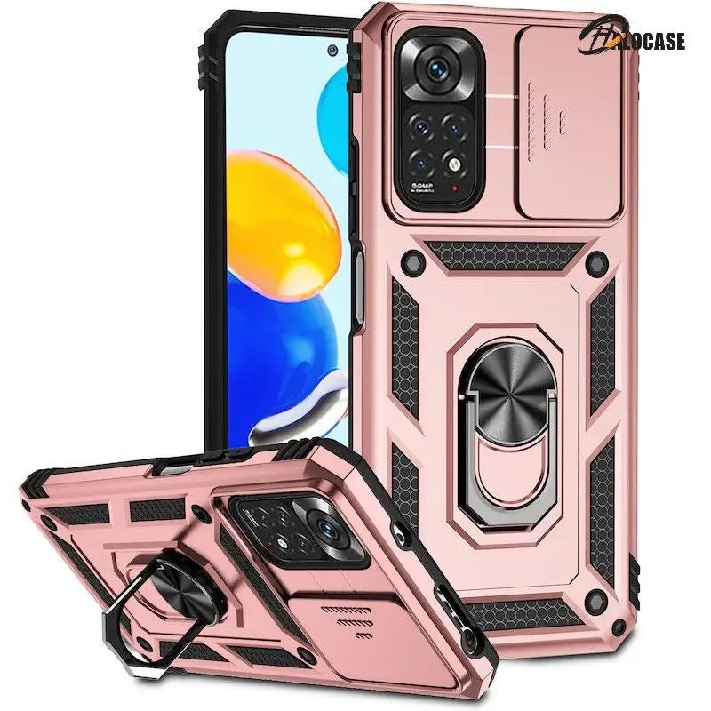 

Armor Ring Bracket Push Phone Case for Xiaomi Redmi Note 11 10 9 8 Pro Ma 9S Prime Poco X3 NFC X4 M4 4G 5G Cover for Mi 11 11T