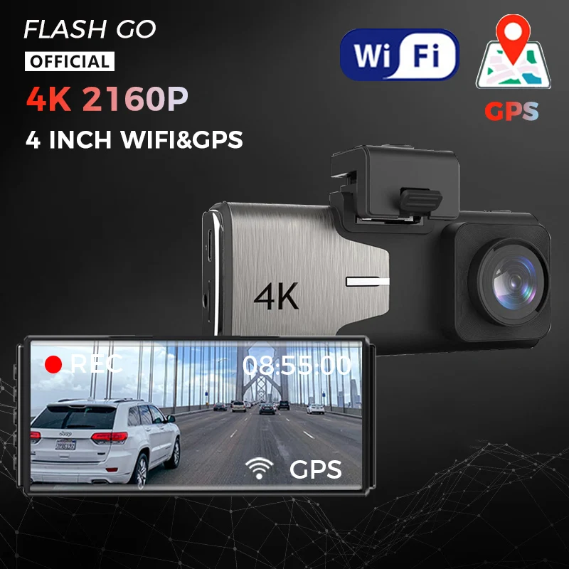 

4K Video CAR Recorder Smart 4" IPS GPS 2160P WIFI 3 IN 1 Dvr Wifi APP Dashcam 2 Camera Auto 24 Parking Monitor Dash Cam