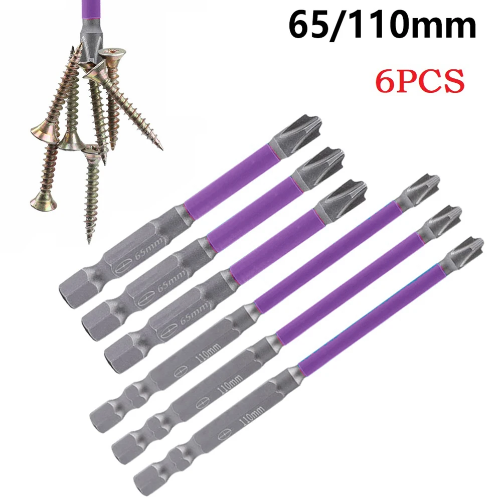 

6pcs 65 110mm FPH2 Magnetic Special Slotted Cross Screwdriver Bit For Socket Switch Nutdrivers Electrician Power Tools Hand Tool