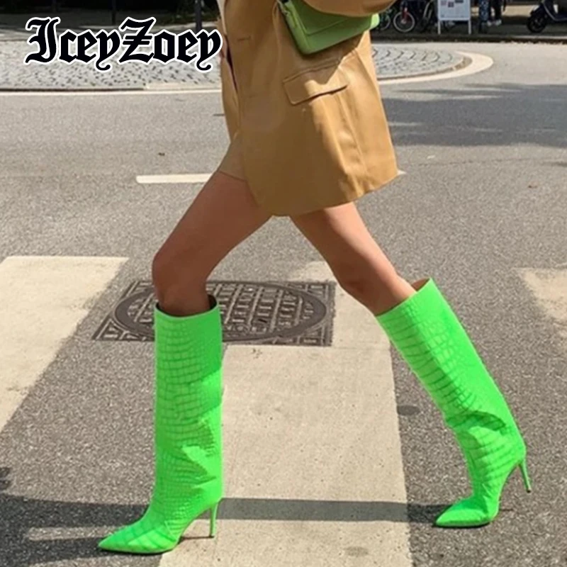 

IceyZoey Size 35-43 Knee Boots For Women High Heel Shoes 2022 New Arrival Winter Long Boots Ins Fashion Female Footwear