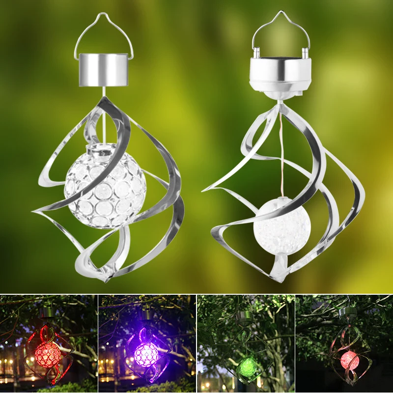 

Solar Light Spiral Spinner Light Waterproof Rotating Hanging Wind Light for Garden Yard Patio Decoration Home