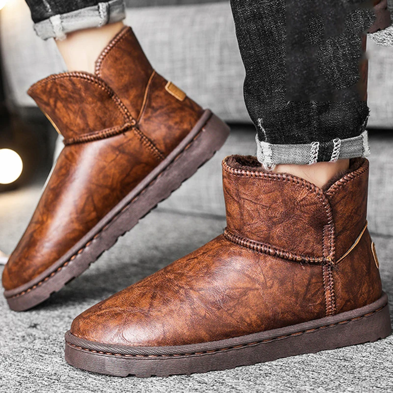 

Winter Fleece Snow Boots For Men Waterproof Australia Warm Home Shoe Non-Slip Rubber Sole Bota Male Rome Outdoor Casual Footwear