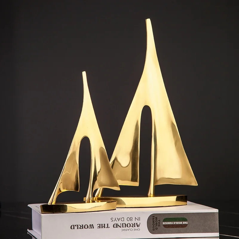 

Nordic Light luxury all copper smooth sailing decoration sailboat home office creative wine cabinet porch TV cabinet decoration