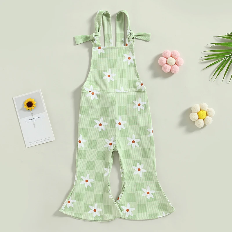 

Летний комбинезон EWODOS для маленьких девочек, комбинезон на завязках, без рукавов, с цветочным принтом, ремешок комбинезона Bell-нижняя часть комбинезона