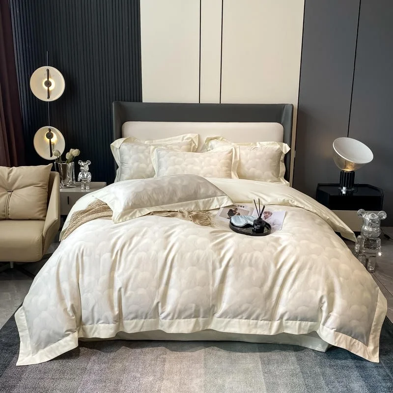 

Premium Texture Jacquard Duvet cover 800TC Egyptian Cotton Silky Soft Gray Beige Bedding Set Bedsheet Pillowcase Queen King 4Pcs