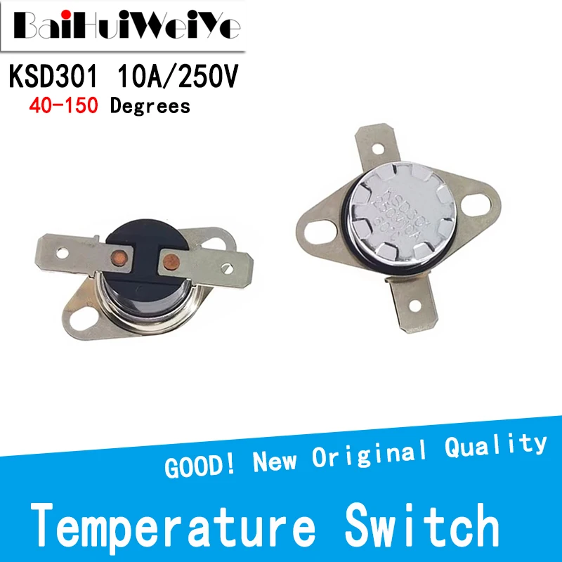 

KSD301 250V 10A Bimetal Thermostat 40-150 75C 85C 95C 105C 125C 135C 150C Degree Thermostat Temperature Thermal Control Switch