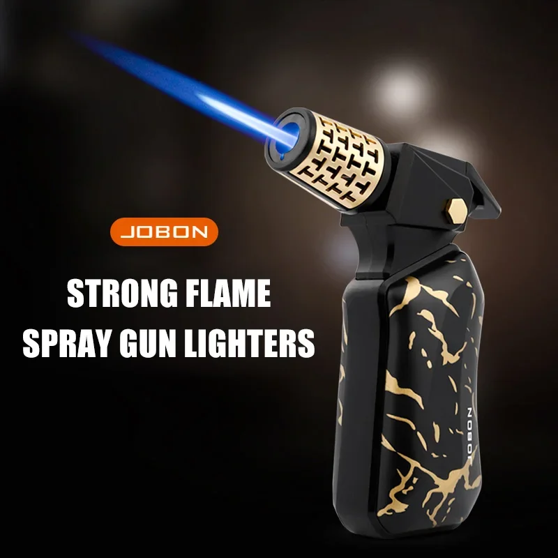 Фото Зажигалка для сигар Jobon Strong Blue Flame, защитная блокировка, корпус из сплава, многофункциональная газовая зажигалка с переработанным пламенем для курения №2