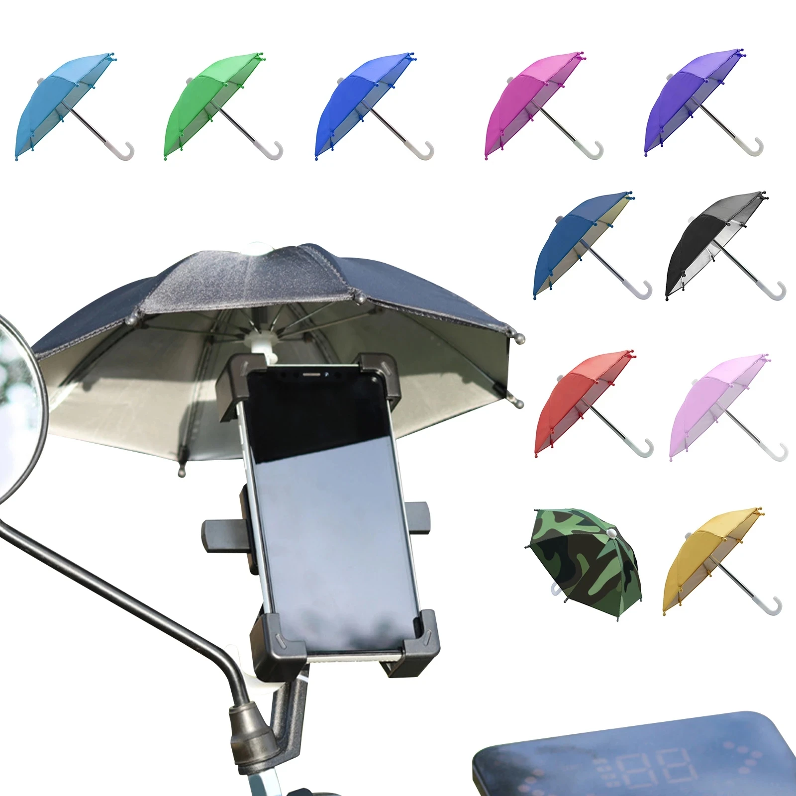 

Motorcycle Bicycle Riding Mobile Phone Holder Sun Shade Color Mini Umbrella Portable Waterproof Locomotive Bracket Umbrella