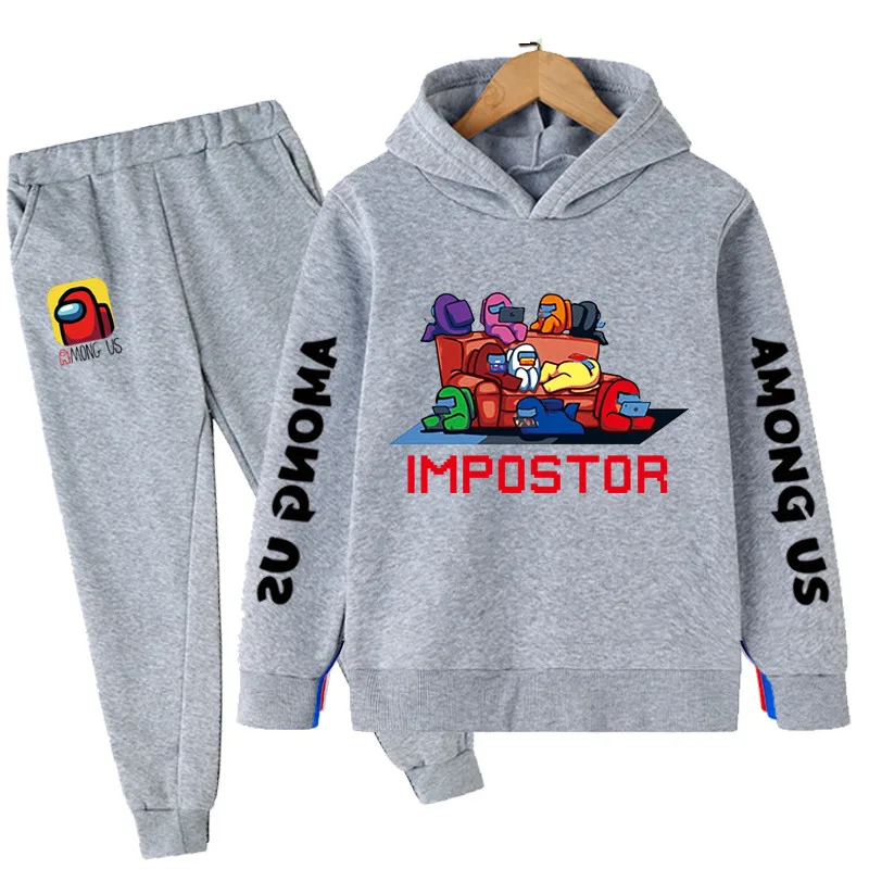 

New Fashion Children Clothing Among Us Hoodies Set Imposter Cotton Casual Hoodie Pants Two-Piece Autumn Kids Super Cool Pullover