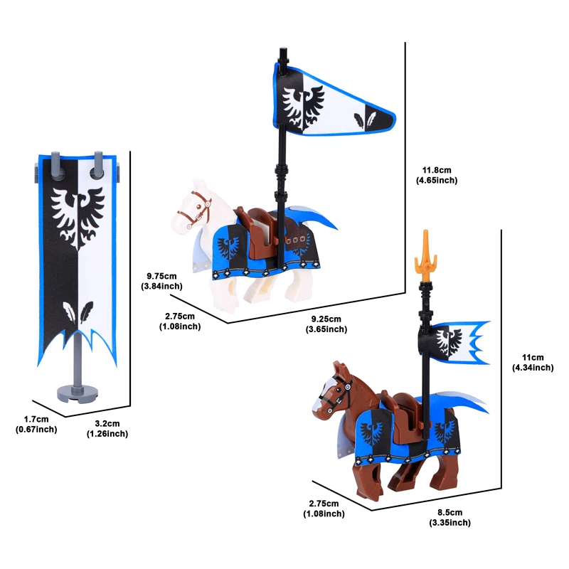 Средневековые военные аксессуары строительные блоки замок рыцари черный орел