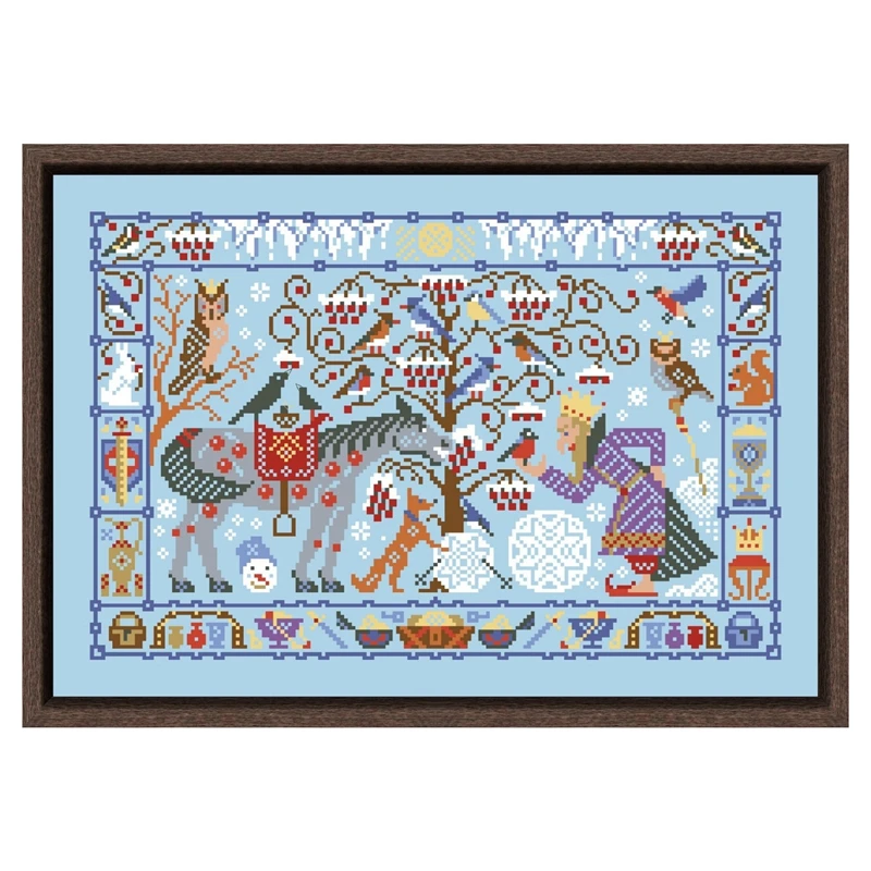 

Winter treasures cross stitch kits cartoon 18ct 14ct 11ct skyblue canvas stitching embroidery DIY gifts home decor