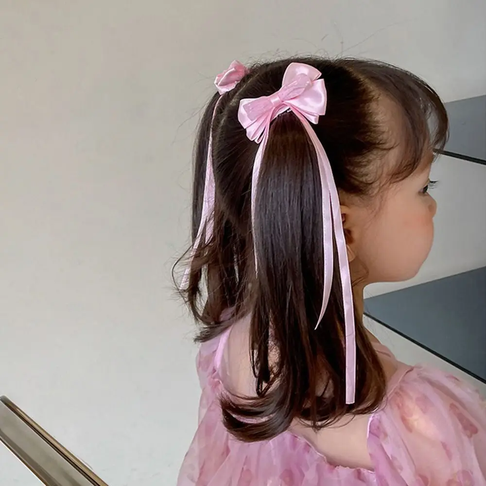 

Lovable Fairy Gauze Long Streamer Bow Headdress Flower Girl Hairpin Headwear Children Hair Clip Kids Hair Accessory