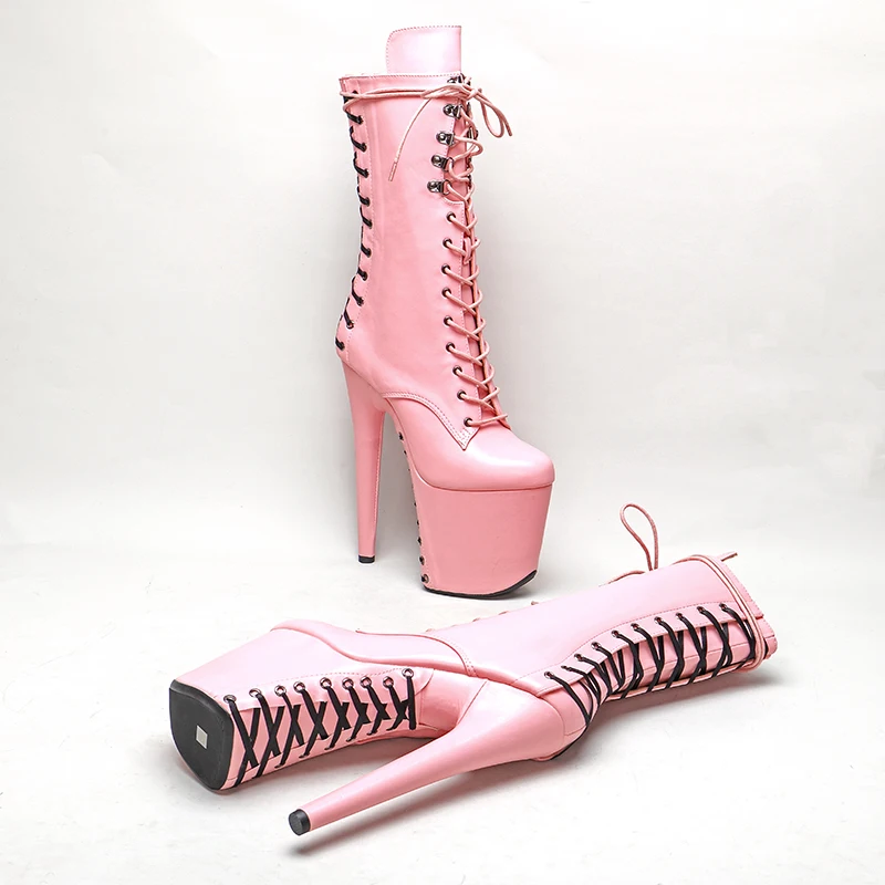 Leecabe 20CM/8Inch Matte PU Women's Platform disco party High Heels Shoes Pole Dance boot