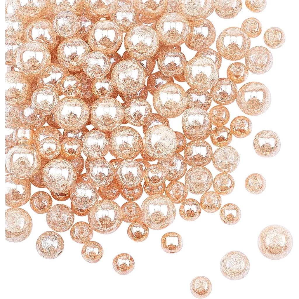 

159PCS Crackle Glass Beads Crystal Glass Beads Strands 10mm 6.5mm 8mm Crystal Pressed Glass Round Beads for Earrings Making