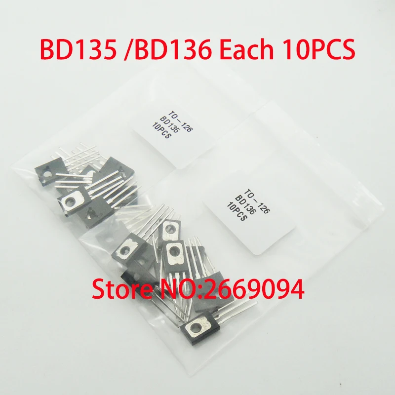 20 шт./40 шт. BD135 BD136 BD137 BD138 BD139 BD140 каждый 10 шт./20 TO126 силиконовый NPN Epitaxial Power триодный