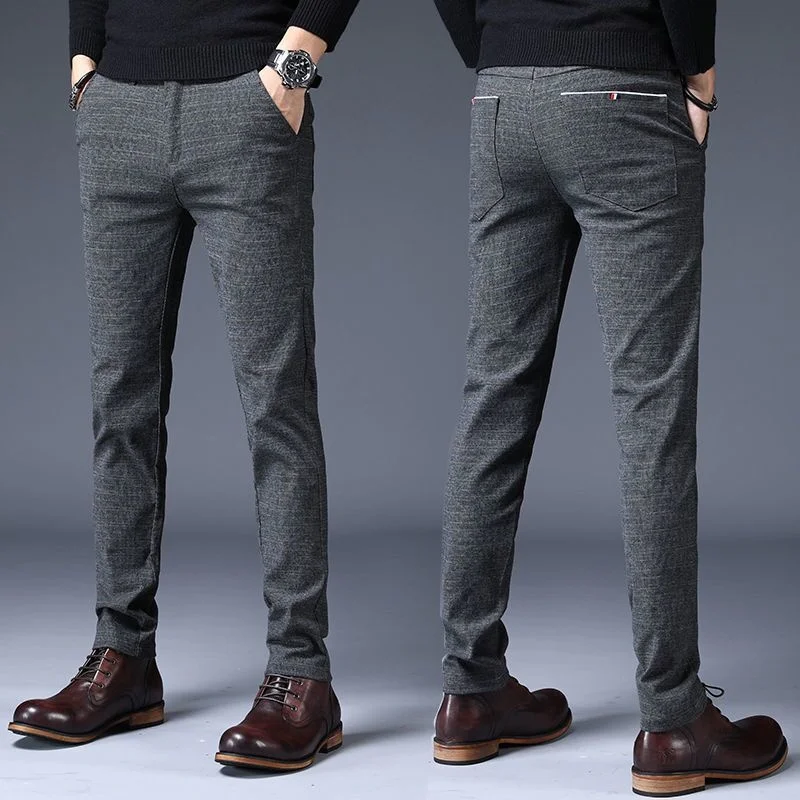 

Брюки мужские Стрейчевые в полоску, хлопок, приталенные, прямые, повседневные, стиль стрейч, деловой стиль, модель 28-38, весна-лето