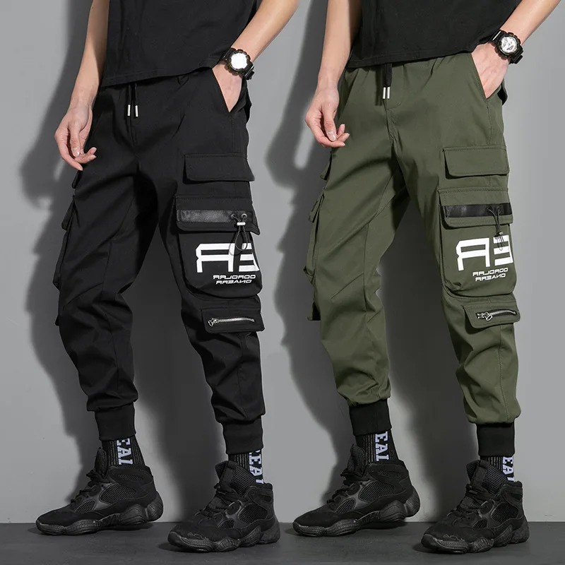 

Techwear Hop Pants Joggers Tactical Ribbons Casual Cargo Streetwear Pants Pockets Sweatpants Men Hip Male