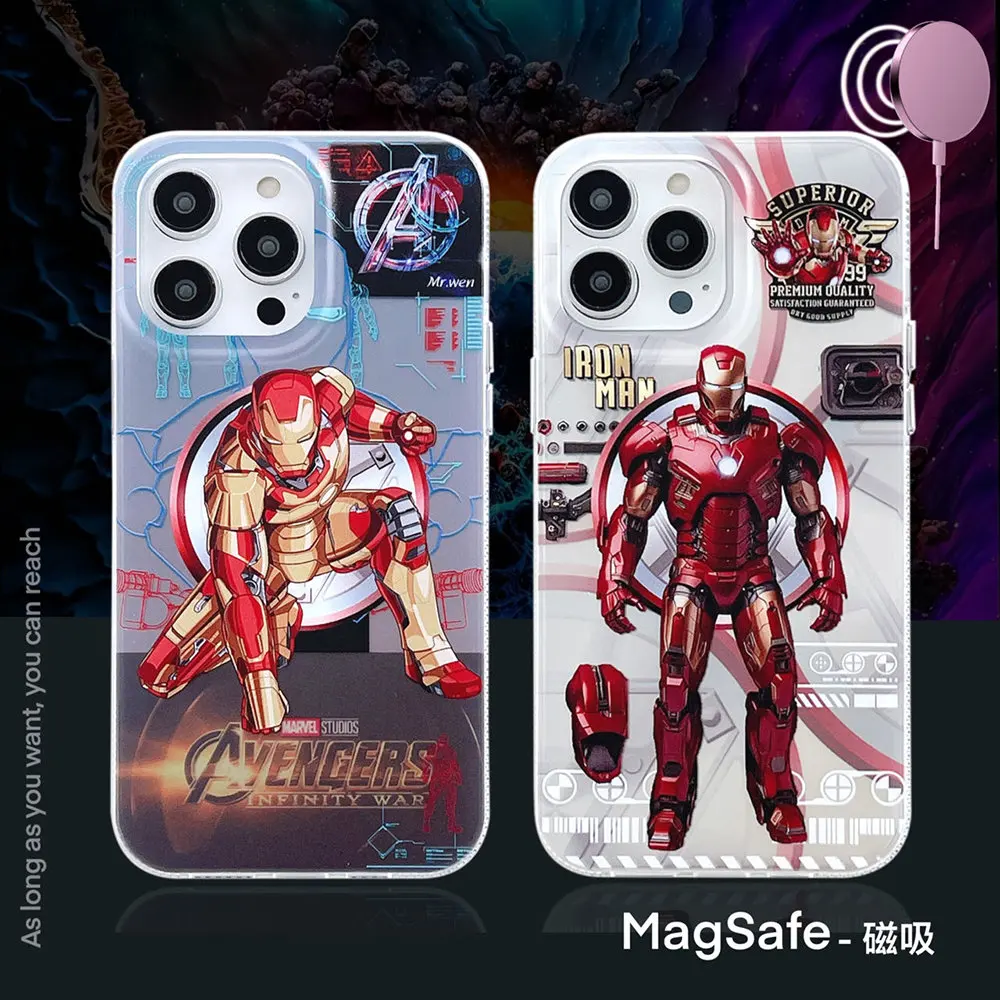 

Fashion Marvels iron Mans for Magsafe Magnetic Phone Case For iPhone 14 13 12 11 Pro Max 14 Pro Couple Anti-drop Back Cover Gift