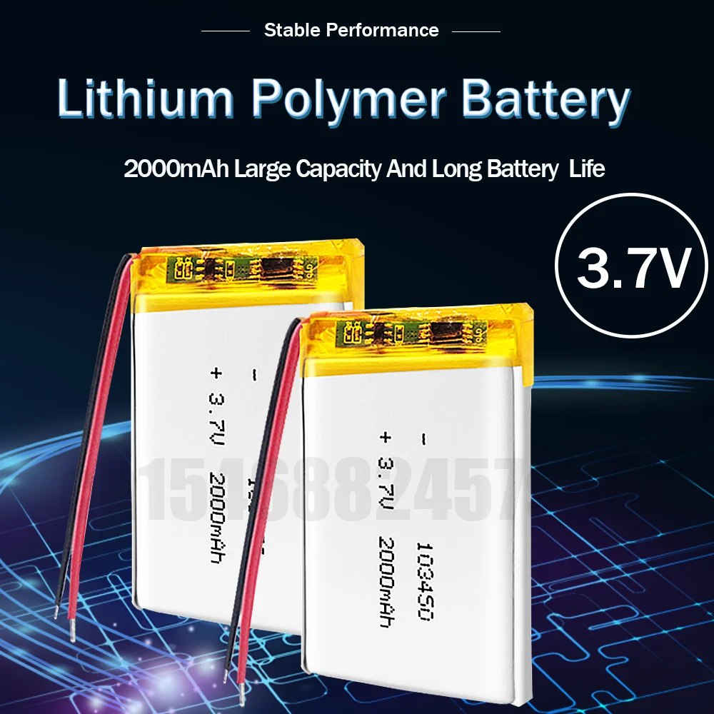 103450 3 7 V 2000mAh Li-Po перезаряжаемая батарея для GPS MID MP3 MP4 MP5 Bluetooth гарнитуры умные часы -