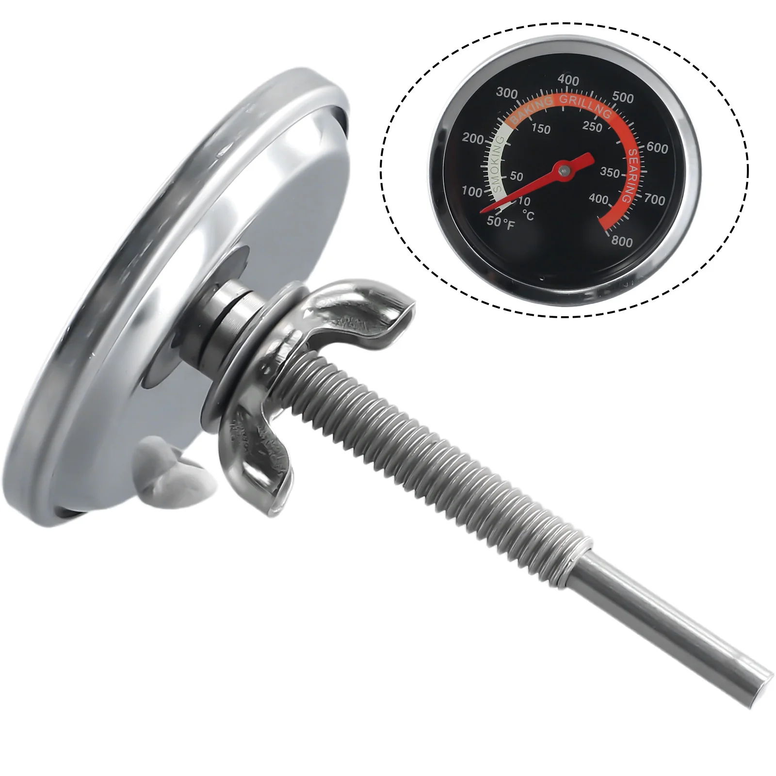 

Temp Gauge Thermometer 50℉~800 ℉ Accessories BBQ BBQ Tools Barbecue Oven Stainless Steel Temperature Replacement