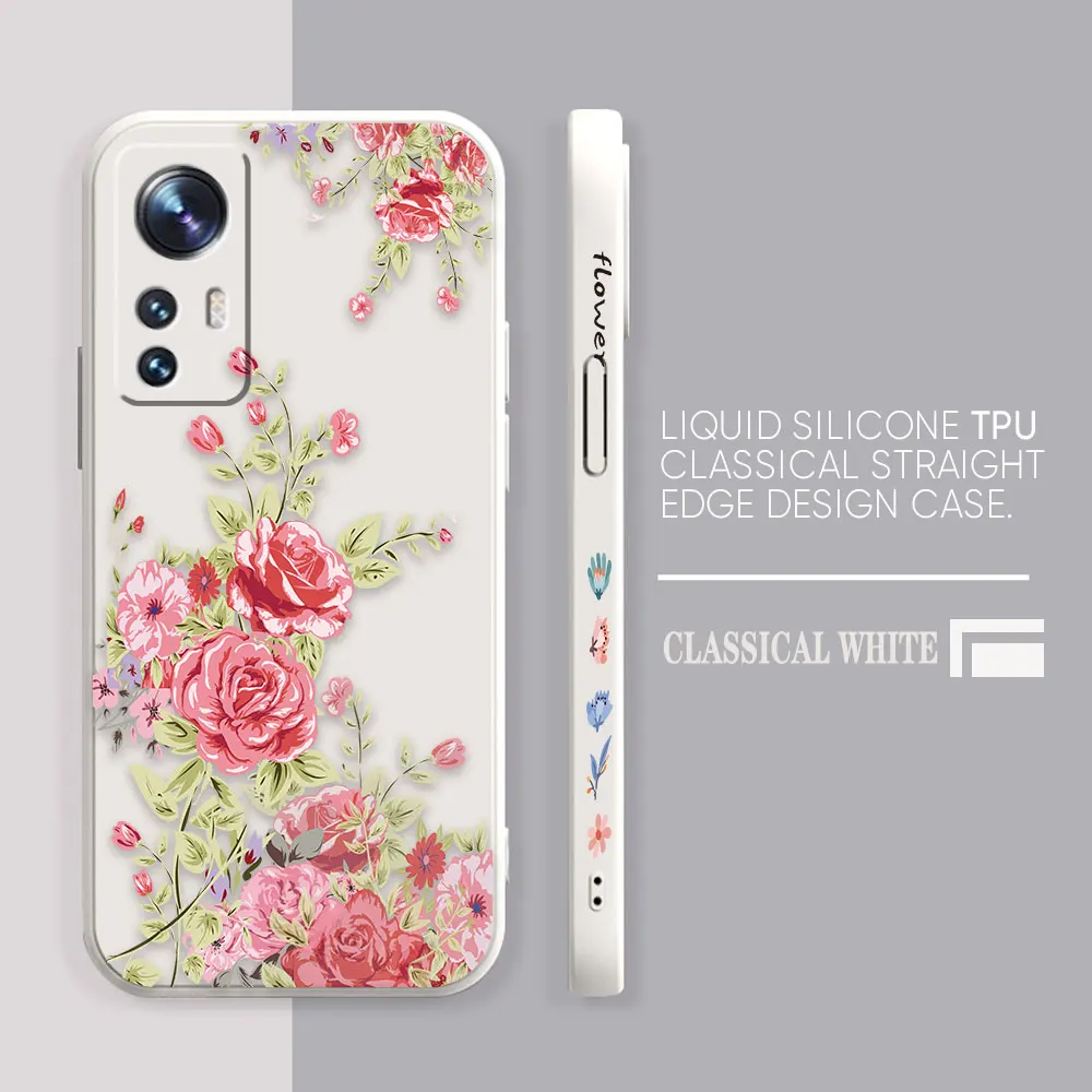 Phone Case For Xiaomi 13 12 12T 12S 11 11T 10 10S 9 Pro Ultra Lite Colour Case Cover Funda Cqoue Shell Capa Pretty Pink Flowers