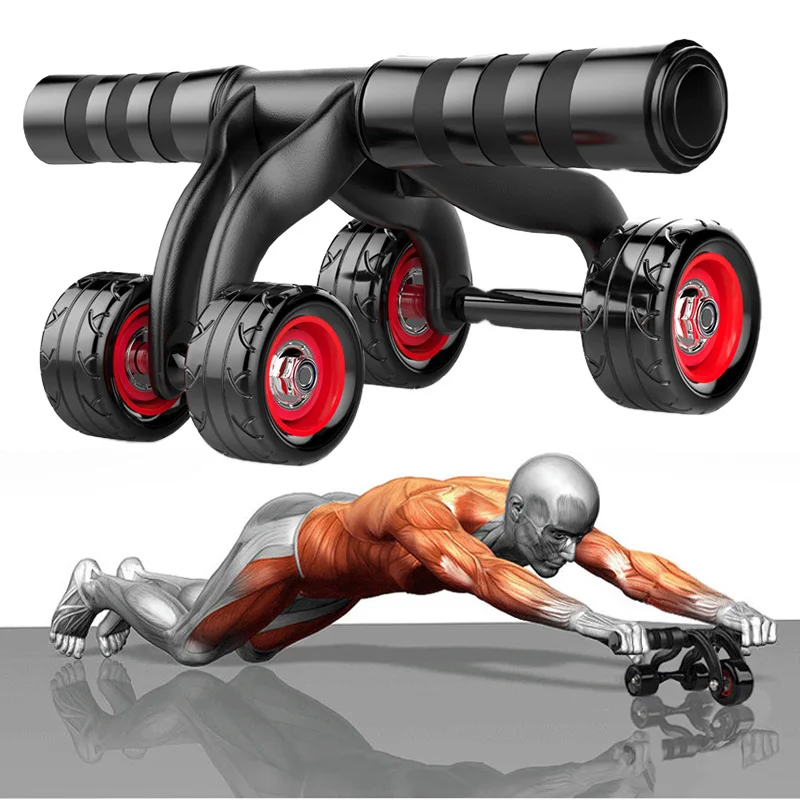 

Three-wheeled/four-wheeled Abdominal Abdomen Device for Arms Waist and Abdomen Muscles Push-ups Mute Home Gym Exercise Equipment