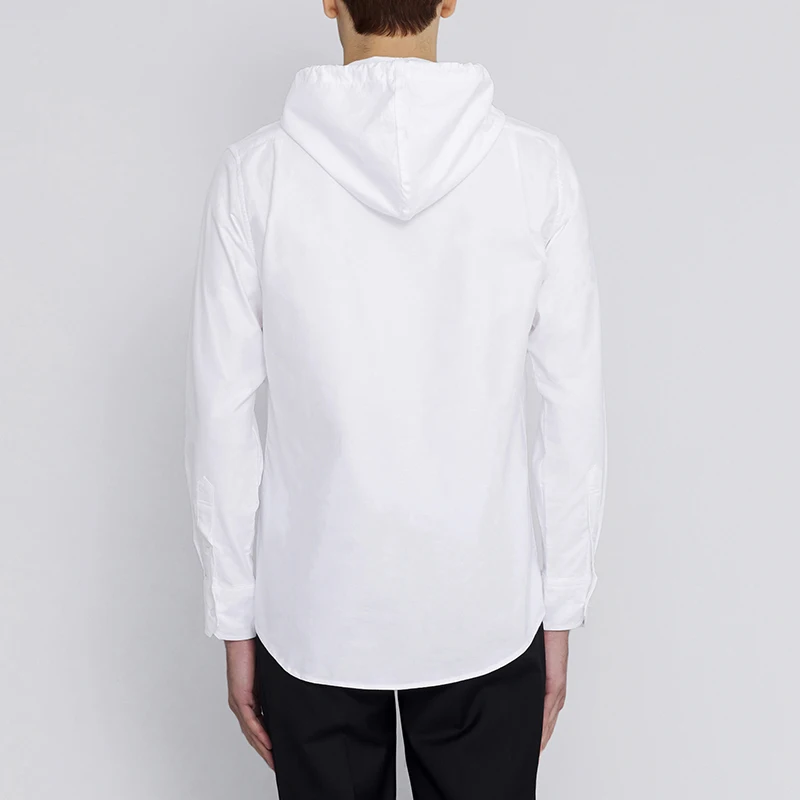 TB THOM Men's Shirt Clothing Zipper Hoodies Solid White Top Fashion Stripes Slim Casual Oxford Cotton Long Sleeve Women's Shirts