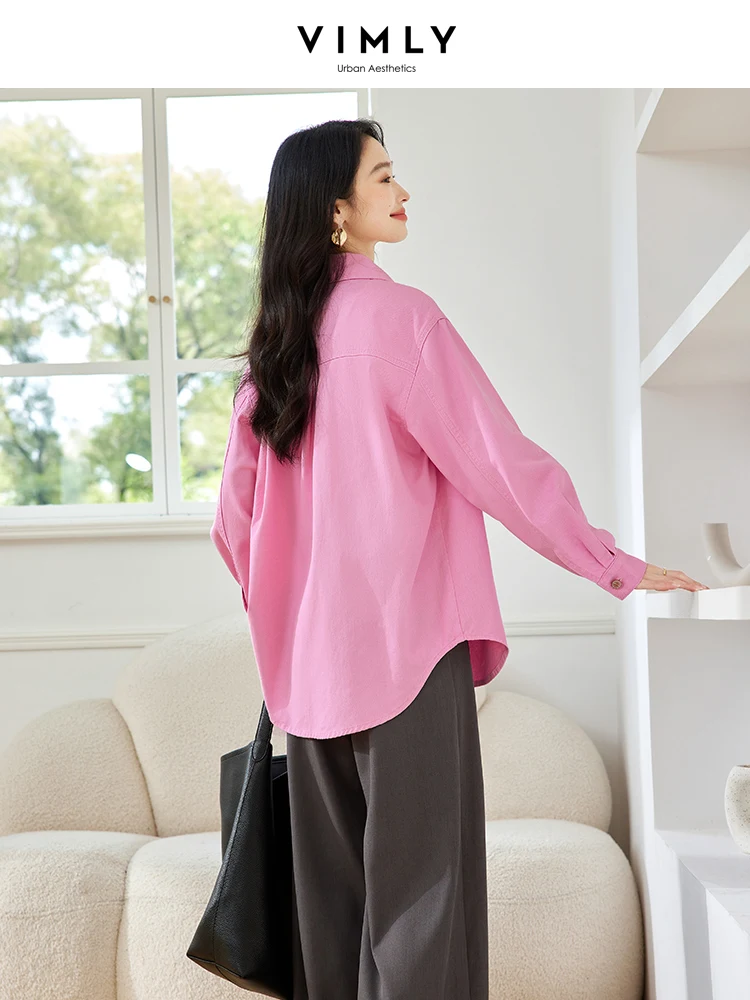 Новая Осенняя модная свободная розовая джинсовая куртка VIMLY в деловом стиле