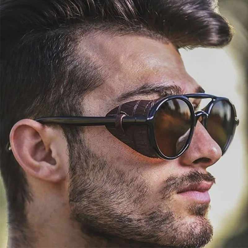

Fashion Steampunk Sunglasses Luxury Brand Designer Vintage Men Punk Sun Glasses Women Round Shades UV400 Eyewear Oculos De Sol