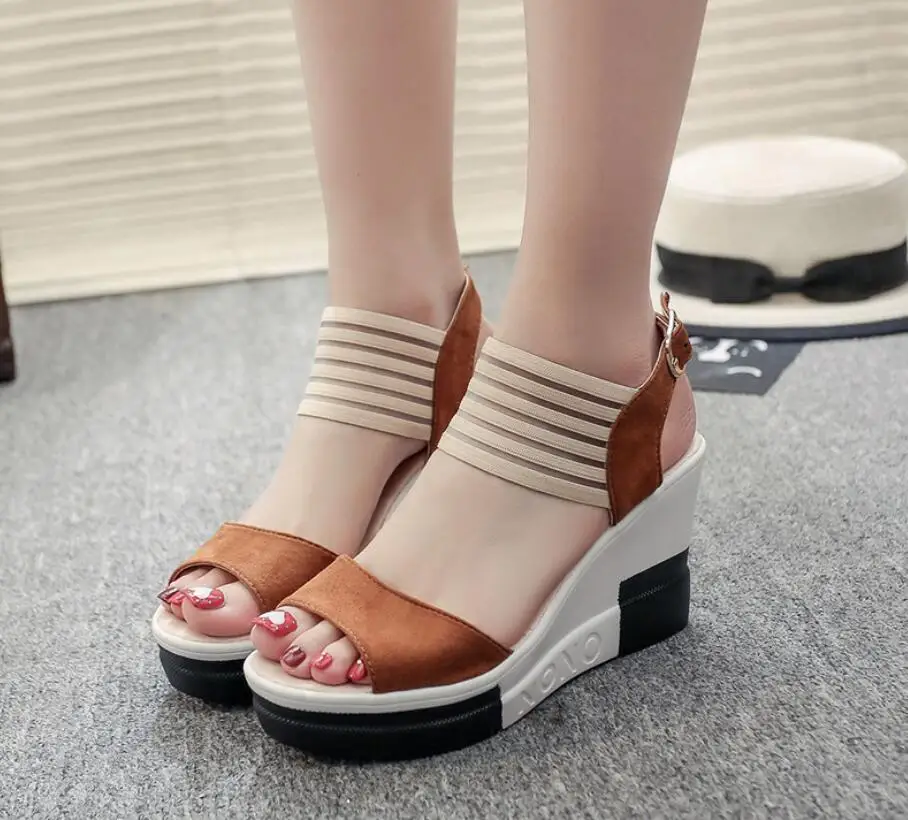 

Сандалии женские на высокой танкетке, классические Босоножки с открытым носком, повседневная обувь, роскошные Тапочки, лето