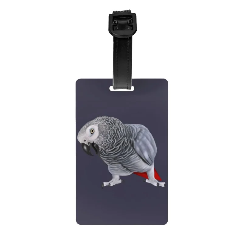 

Пользовательский африканский серый попугай, бирка для багажа, защита конфиденциальности, бирки для багажа с животными, этикетки для дорожных сумок, чемоданов