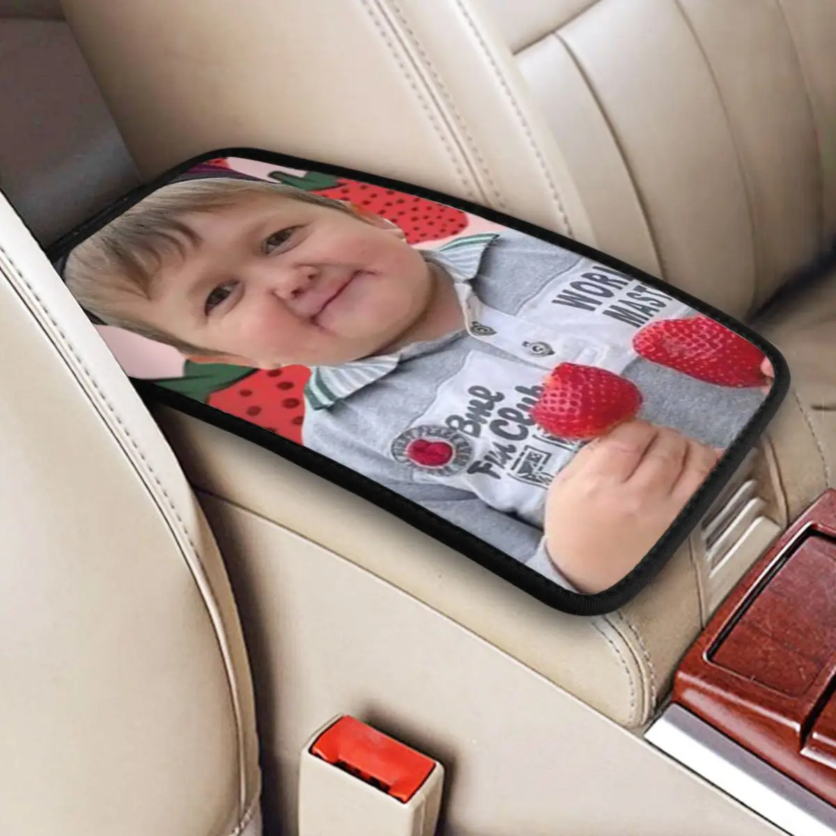 

Funny Hasbulla Magomedov Meme Car Armrest Cover Mat Anti-Slip Center Console Pad Storage Box Protection