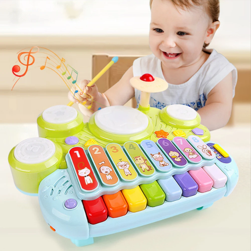 

3-in-1 Electronic Piano Keyboard Xylophone Drum Set Multi-functional Musical Instruments Infant Early Educational Toys