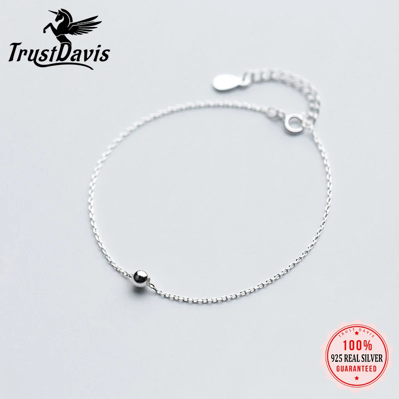

Trustdavis Authentic Minimalist 925 Sterling Silver Fashion Sweet Round Bead Bracelet For Women Wedding Party Fine Jewelry DS322