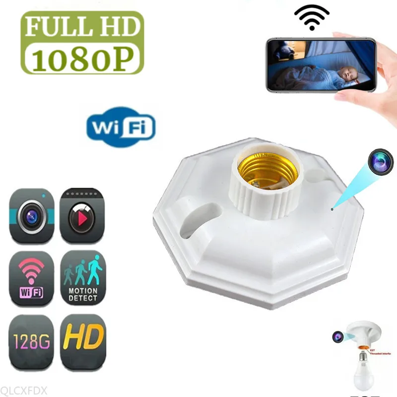 

Домашняя потолочная мини-видеокамера HD Wi-Fi с цоколем лампы HD Беспроводная ip-камера портативная с датчиком движения и дистанционным просмот...