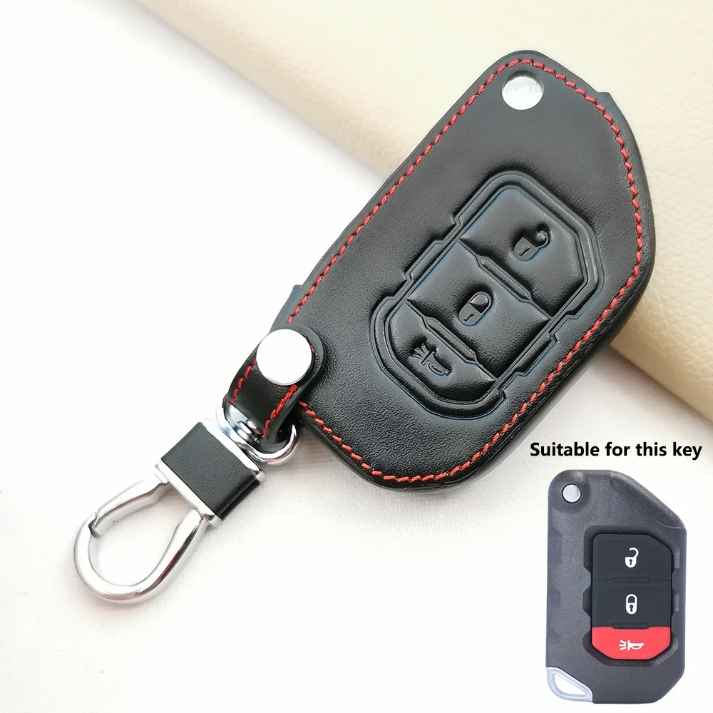 Стильный кожаный чехол для автомобильного ключа с 3 кнопками флип-чехол Jeep Wrangler JL