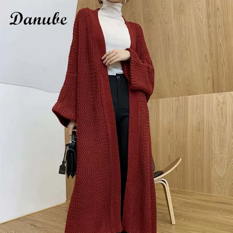 

Autumn Long Cardigan Women Vintage Casual Oversized Sweater Coat All-match Korean V-Neck Open Stitch Loose Knitcoat Sueter Mujer