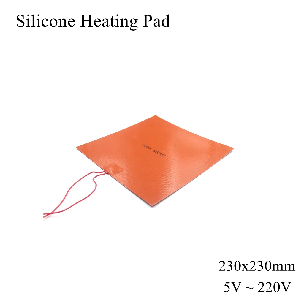 

Силиконовая нагревательная Подушка 230x230 мм, квадратный плоский резиновый нагреватель, масло, фотомат, пластина, топливная полоса, водонепроницаемый 3D-принтер 230 мм