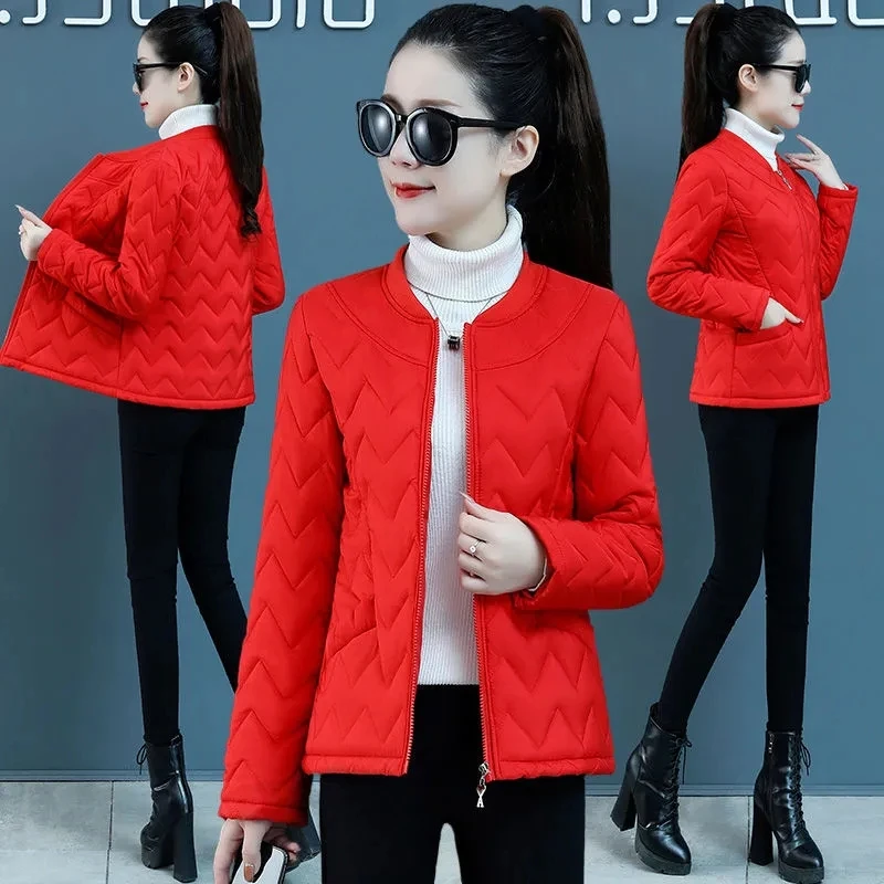 Padded Jacket Womens 2022 Autumn Winter New Fashion All-match Casual Small Down Cotton Coat Women Light Thin Large Size Parkas