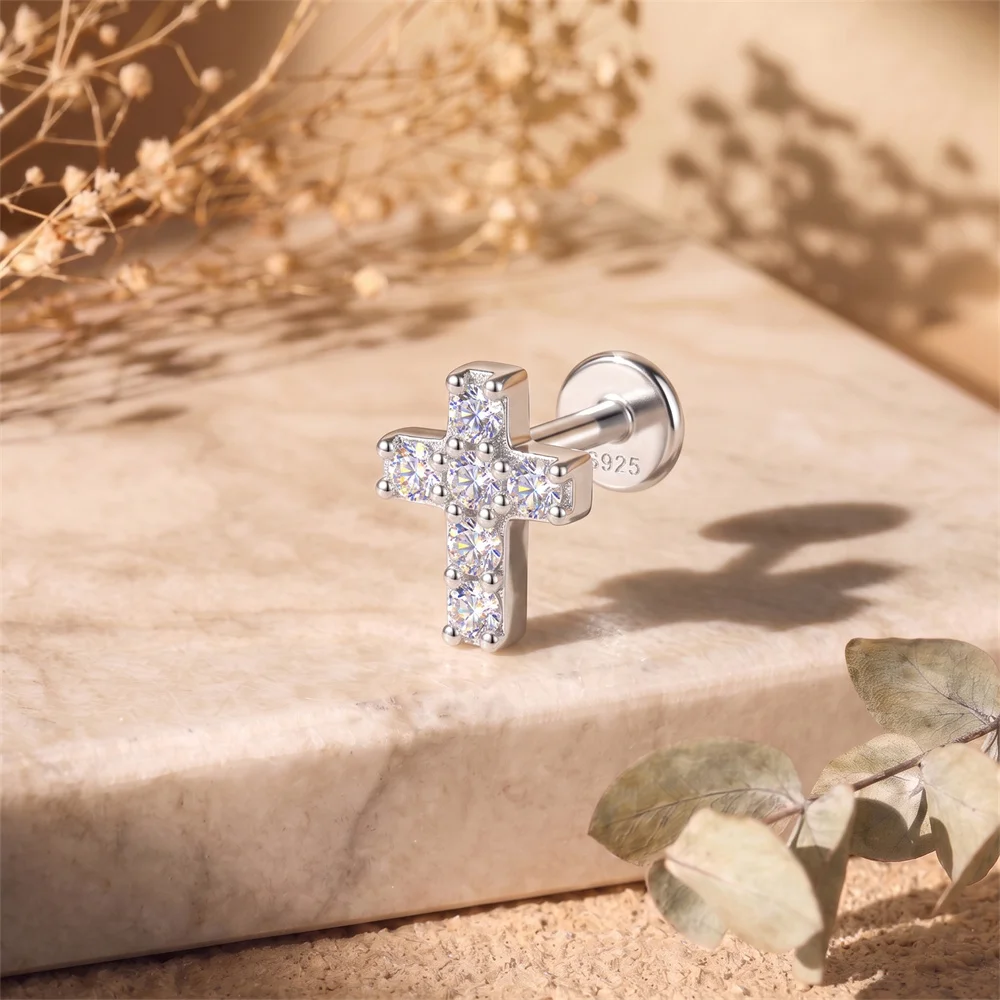 Фото Серьги-кольца AIDE Sparkling Flower Moissanite Tassel для женщин, разные размеры, для пирсинга хряща, из стерлингового серебра 925 пробы, роскошные свадебные украшения №3
