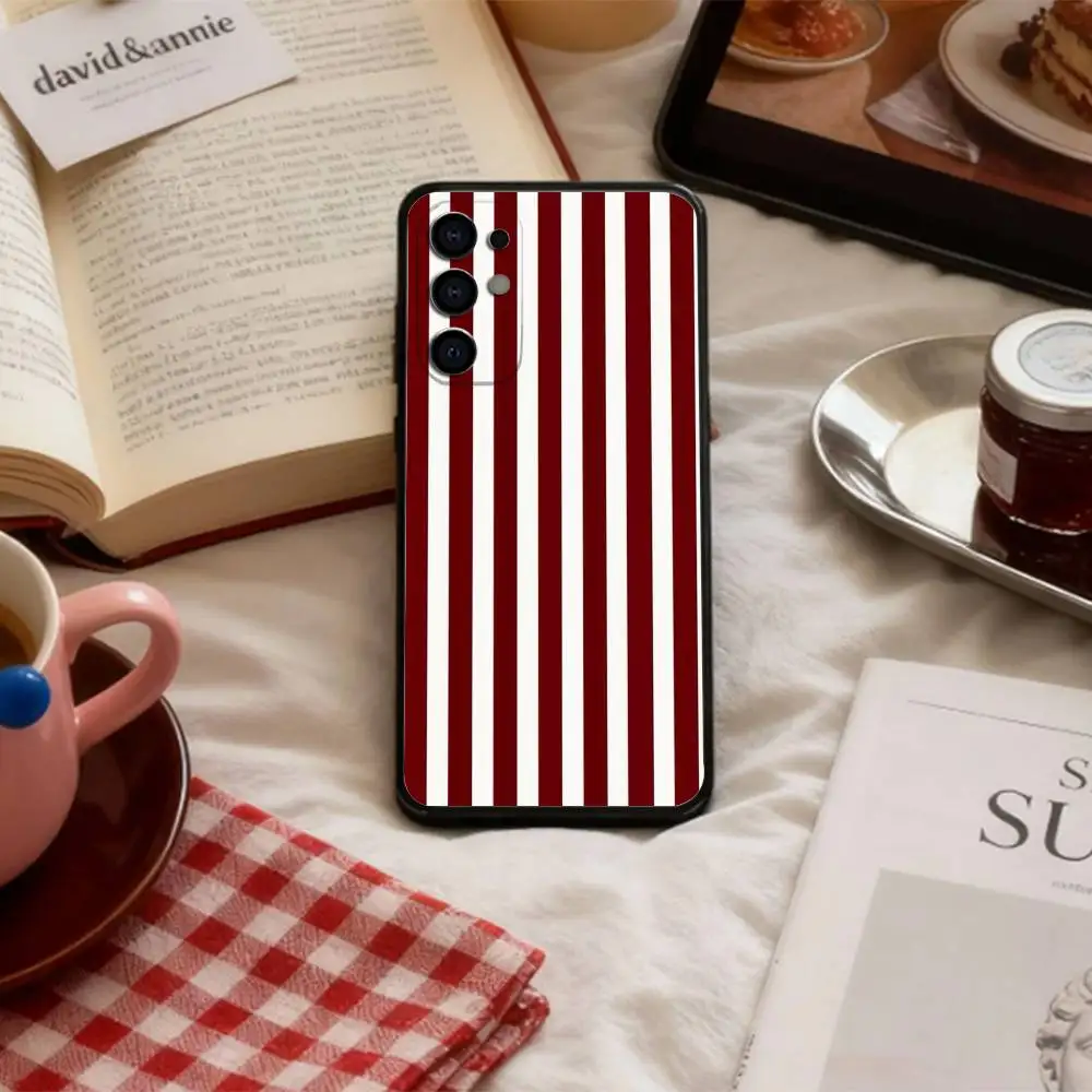 Фото Чехол для телефона B-Burgundy W-White Stripe для Samsung S 25,24,23,22,30,21,10,9,Ultra,Plus,Lite,FE,4,5 G, мягкий черный чехол №4