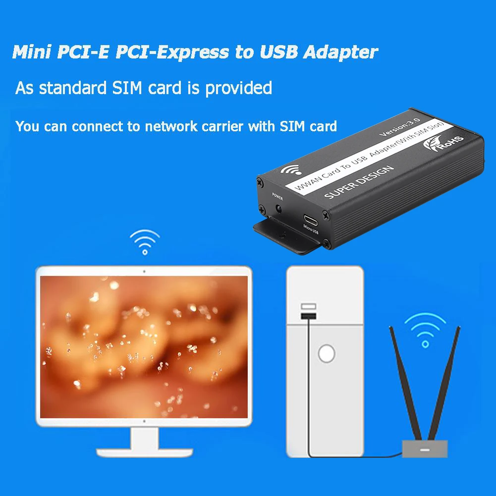 Мини PCI-E PCI Express беспроводной адаптер для USB с слотом SIM-карты преобразователь